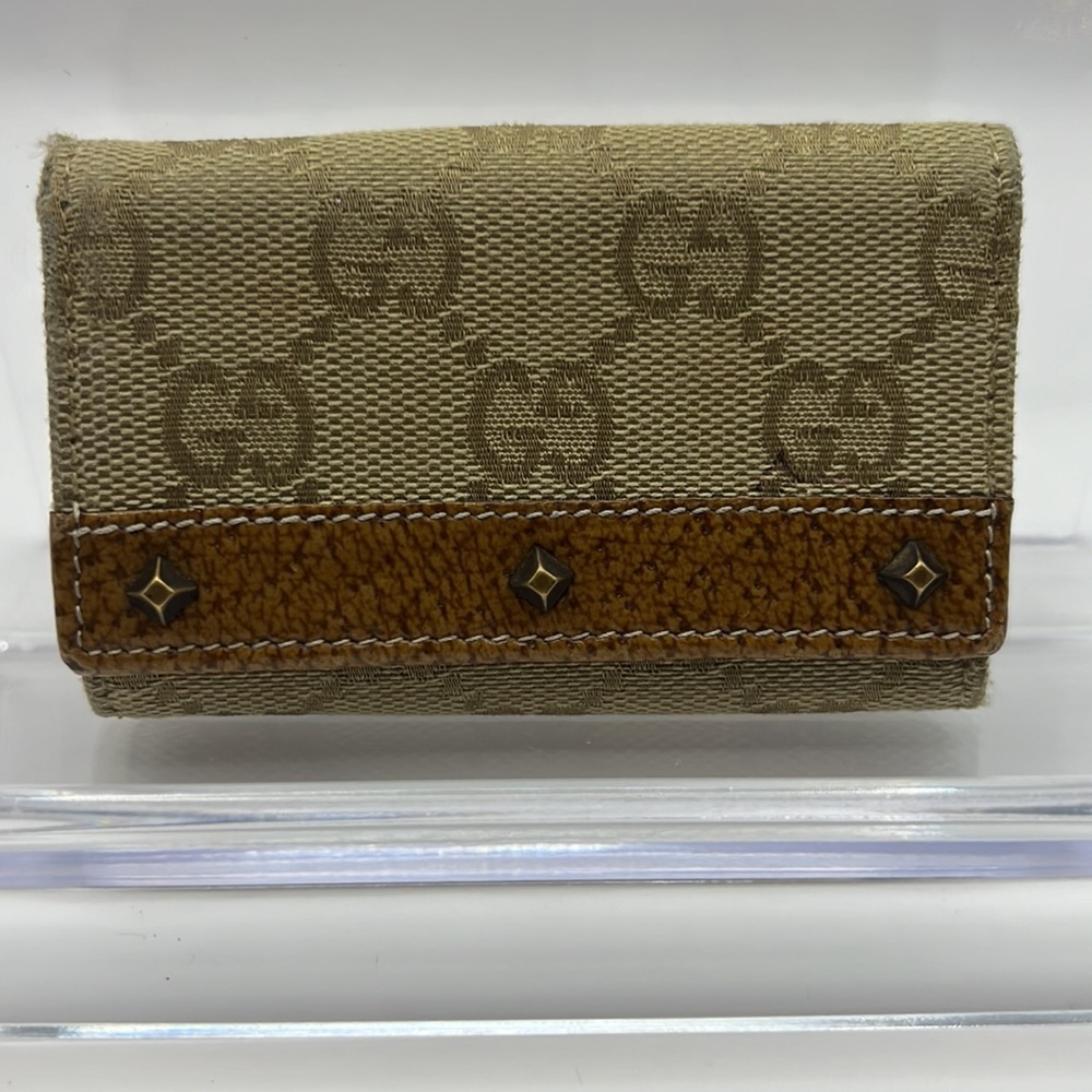 Gucci Key Case GG Logo 6 Ring Beige Leather Canvas - Picture 9 of 10